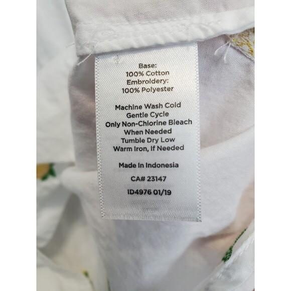 Talbots Cotton White Lemon Embroidered Button-Up Shirt Size Large - Picture 6 of 6
